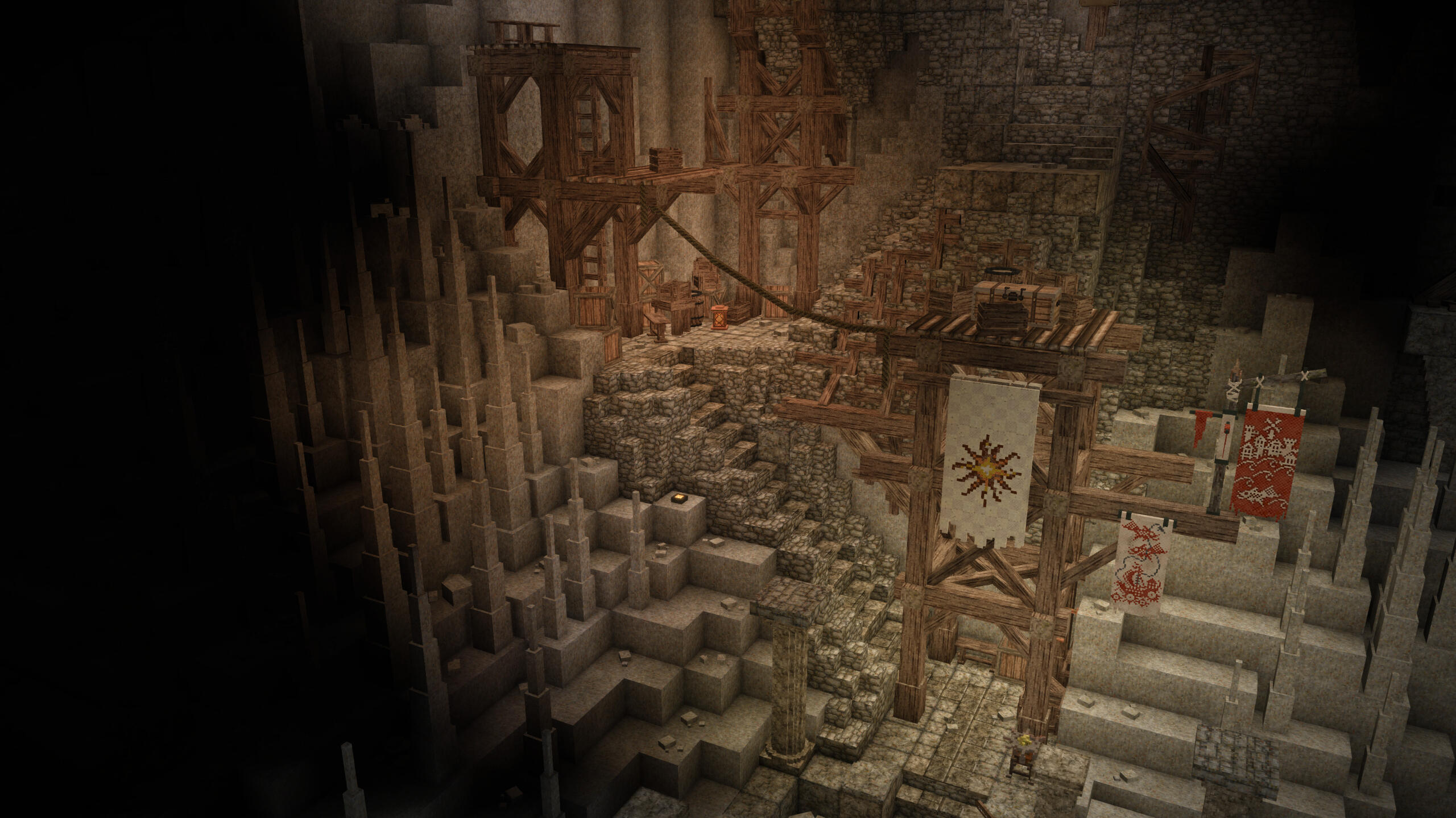 "Sunrift" Banner and the ascent to the oscillator. [Slightly outdated screenshot]